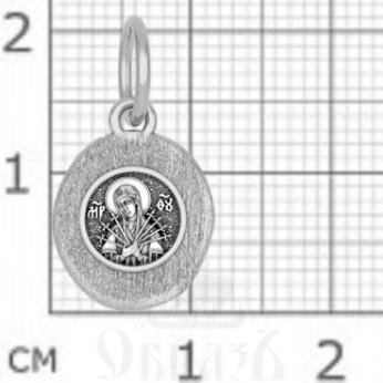 нательная икона божия матерь семистрельная, серебро 925 проба с платинированием (арт. 18.071р)
